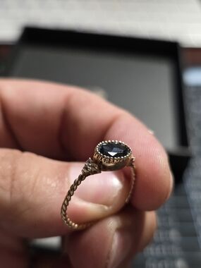 Delicate Blue Stone Twisted Band Ring
